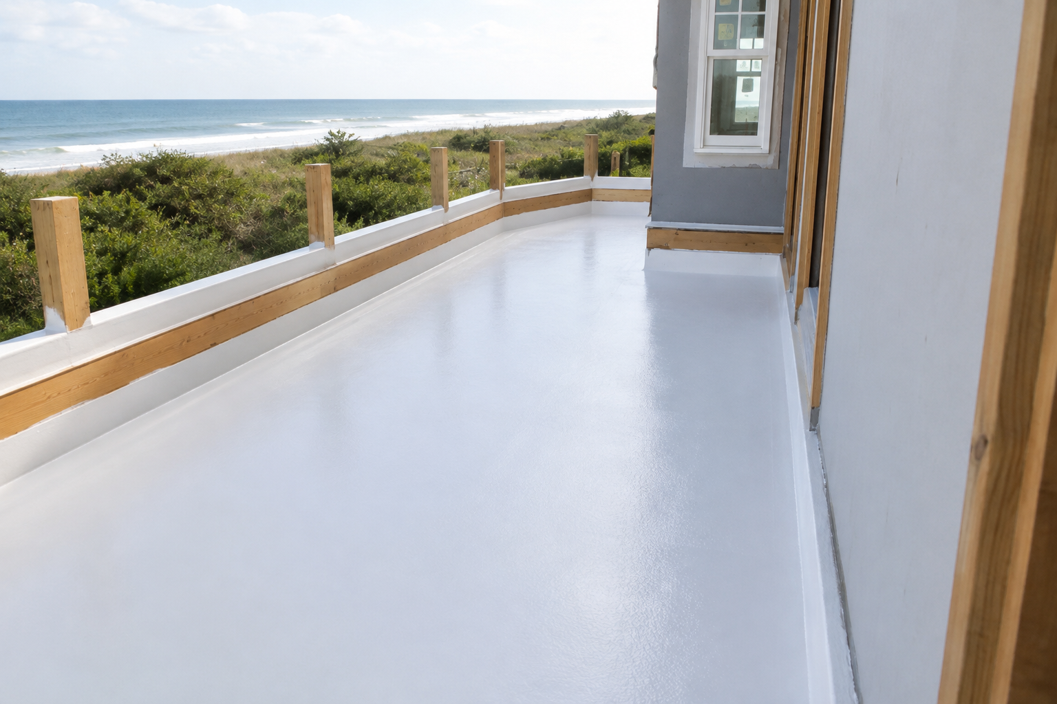 Fiberglass deck coating application