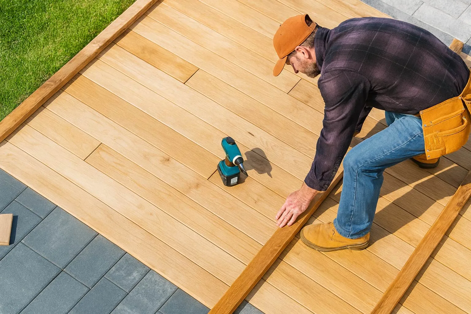 Rooftop deck subfloor preparation before waterproofing